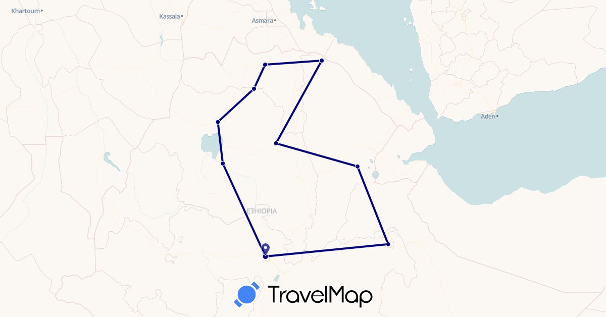 TravelMap itinerary: driving in Ethiopia, Kenya (Africa)